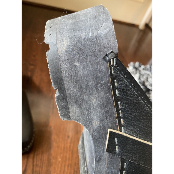 Brand new Vintage Strövels Men EUR 47 Wood Sole Leather Upper black - Picture 9 of 11